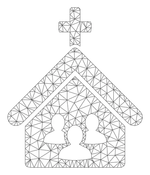 Illustration de maille vectorielle de cadre polygonal de personnes d'église — Image vectorielle