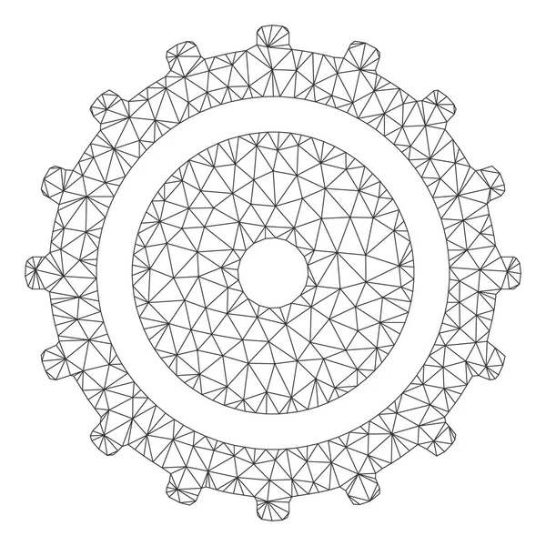 Kugghjul månghörnigt ram vektor mesh illustration — Stock vektor