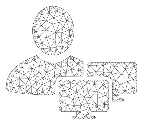 Ilustración de malla vectorial de marco poligonal de administrador de computadoras — Archivo Imágenes Vectoriales