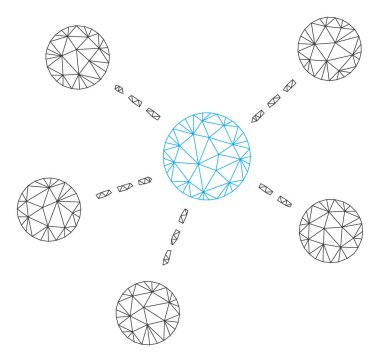 Bağlantılar Çokgen Çerçeve Vektör Örgü İllüstrasyon