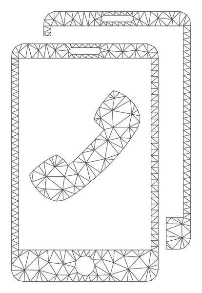 Ilustración de malla vectorial de marco poligonal de teléfonos celulares — Vector de stock