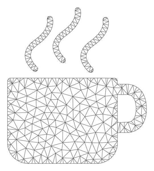 コーヒーカップ ポリゴン フレーム ベクトル メッシュ イラスト — ストックベクタ