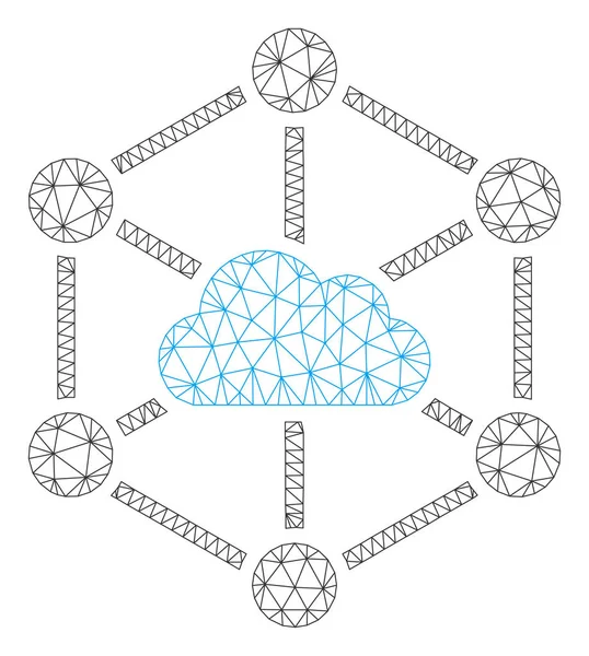 Bulut Linkler Çokgen Çerçeve Vektör Örgü İllüstrasyon