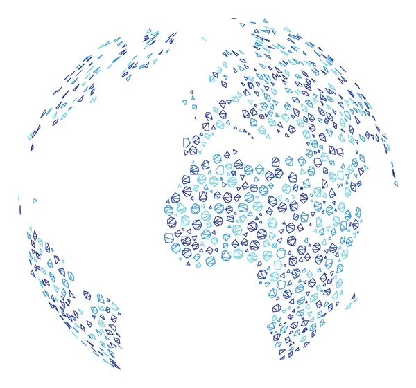 Blå Prickig abstrakt klot månghörnigt ram vektor mesh illustration — Stock vektor