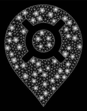 Parlak kafes ağ para birimi harita Marker ile ışık Spotlar