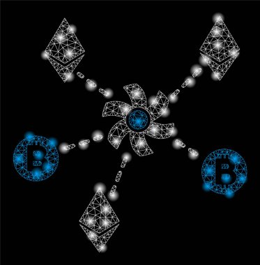 Işık Spotlu Parlak Örgü Tel Çerçeve Cryptocurrency Mikser Rotor