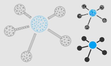 Bağlantılar Vektör Örgü 2d Model ve Üçgen Mozaik Simgesi