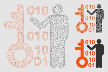 Anahtar Vektör Örgü 2d Model ve Üçgen Mozaik Simgesi çöz