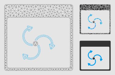 Siklon Takvim Sayfa Vektör Örgü Tel Çerçeve Modeli ve Üçgen Mozaik Simgesi