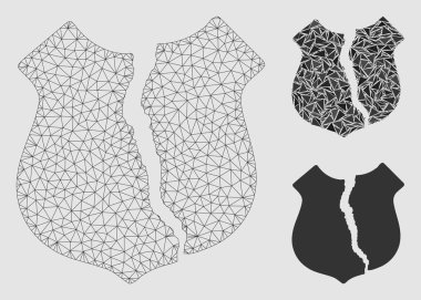 Tahrip Kalkan Vektör Örgü 2d Model ve Üçgen Mozaik Simgesi