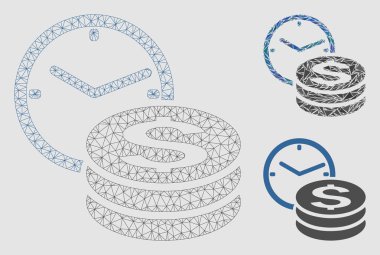 Kredi Vektör Örgü Tel Çerçeve Modeli ve Üçgen Mozaik Simgesi