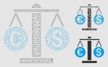 Para Birimi Ağırlık Vektör Örgü 2d Model ve Üçgen Mozaik Simgesi