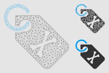 Ölüm Kemikleri Tag Vector Mesh Tel Çerçeve Modeli ve Üçgen Mozaik Simgesi