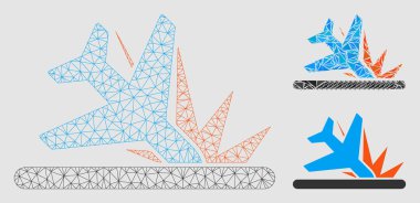 Uçak Crash Landing Vektör Mesh 2d Model ve Üçgen Mozaik Simgesi