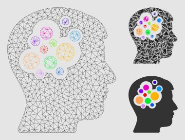 Yaratıcı Beyin Vektör Mesh 2d Model ve Üçgen Mozaik Simge