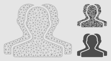 Müşteri Grubu Vektör Örgü 2d Model ve Üçgen Mozaik Simgesi