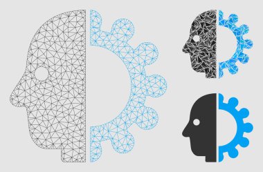 Cyborg Head Vector Mesh 2d Model ve Üçgen Mozaik Simgesi