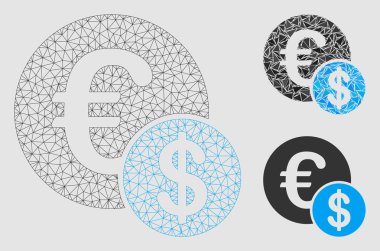 Para Birimi Vektör Örgü 2d Model ve Üçgen Mozaik Simgesi