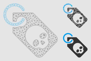 Ölüm Kafatası Tag Vektör Örgü 2d Model ve Üçgen Mozaik Simgesi