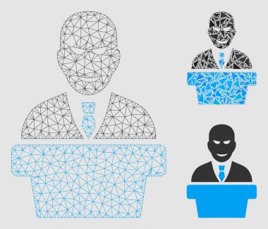 Demagog Vektör Örgü Ağ Modeli ve Üçgen Mozaik Simgesi