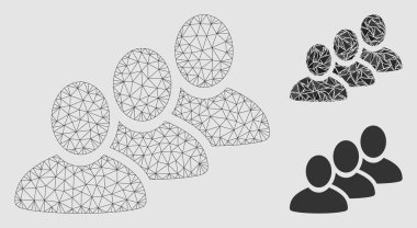 Müşteri Sıra Vektör Örgü Ağ Modeli ve Üçgen Mozaik Simgesi