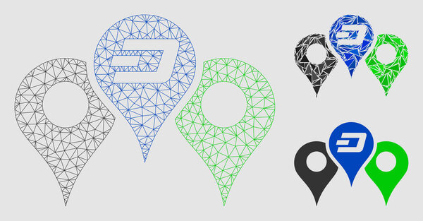 Dashcoin Map Markers Vector Mesh 2D Model and Triangle Mosaic Icon