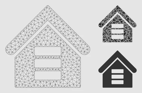 Data Center Building Vector Mesh Network Model e Triângulo Ícone Mosaico —  Vetores de Stock