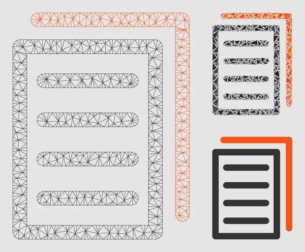 Modelo de marco de alambre de malla vectorial y icono de mosaico de triángulo — Archivo Imágenes Vectoriales