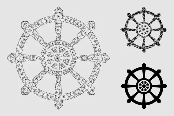 Dharma Jant Vektör Örgü 2d Model ve Üçgen Mozaik Simgesi — Stok Vektör