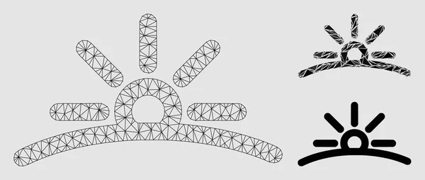 새벽 벡터 메쉬 네트워크 모델 및 삼각형 모자이크 아이콘 — 스톡 벡터