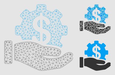 Payment Service Hand Vector Mesh 2D Model and Triangle Mosaic Icon