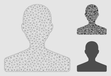 Müşteri Vektör Örgü Ağ Modeli ve Üçgen Mozaik Simgesi