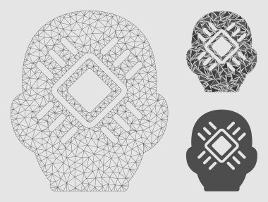Cyborg Head Vector Mesh 2d Model ve Üçgen Mozaik Simgesi