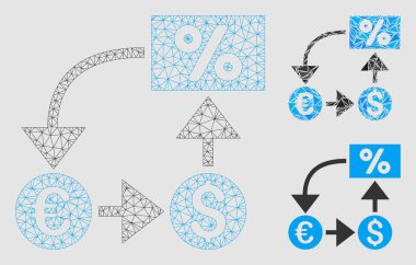 Para Birimi Nakit Akışı Vektör Örgü Tel Çerçeve Modeli ve Üçgen Mozaik Simgesi