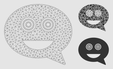 Crazy Smiley Mesaj Vektör Mesh 2d Model ve Üçgen Mozaik Simgesi