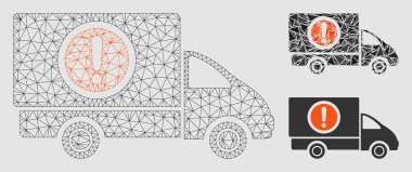 Tehlikeli kamyon vektör mesh ağ modeli ve üçgen mozaik simge