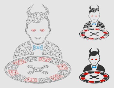 Devil Roulette Bayi vector mesh ağ modeli ve üçgen mozaik simge
