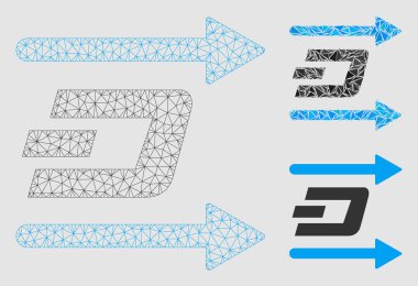 Dash gönder oklar vektör mesh ağ modeli ve üçgen mozaik simge