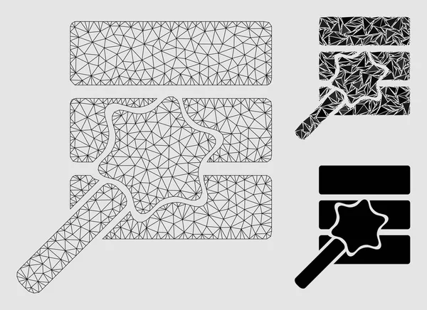 Veritabanı Sihirbazı Vektör Örgü 2d Model ve Üçgen Mozaik Simgesi — Stok Vektör