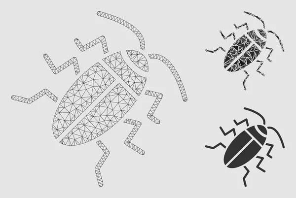 Cucaracha vektorová mřížka a ikona trojúhelníkové mozaiky — Stockový vektor