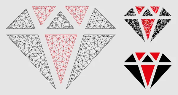 Модель и икона мозаики треугольника с алмазной векторной сеткой — стоковый вектор