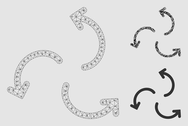 Cyclone Arrows Vector Mesh Network Model and Triangle Mosaic Icon