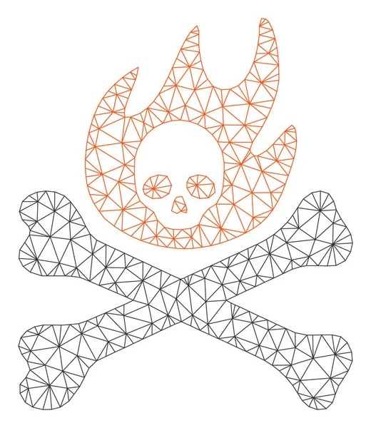 Knochen Feuer polygonalen Rahmen Vektor Netz Illustration — Stockvektor