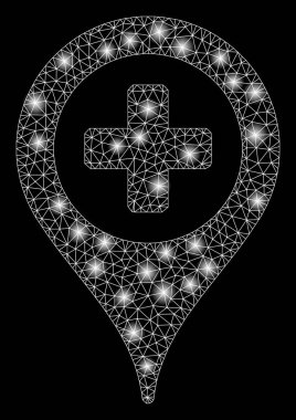 Flash Spotlar ile parlak mesh ağ Cross Map Marker