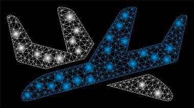 Işık spotları ile parlak kafes tel çerçeve Crossing uçaklar