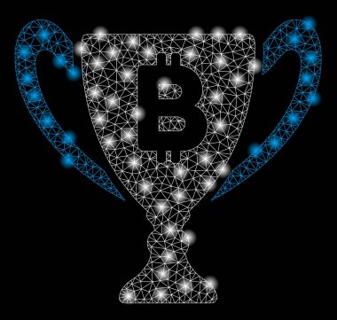 Parlak kafes karkas Bitcoin ödül Kupası flare Spotlar ile