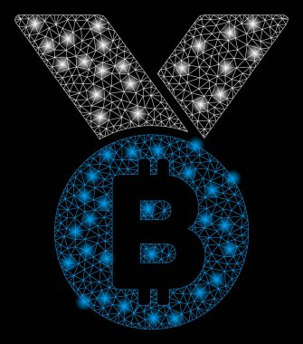 Flash Spotlar ile parlak mesh ağ Bitcoin Madalyası