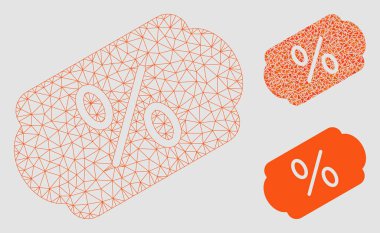 İndirim etiket vektör Mesh tel çerçeve model ve üçgen mozaik simge