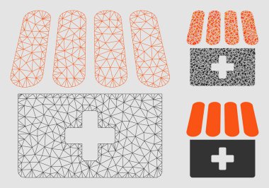 Eczane vektör mesh ağ modeli ve üçgen mozaik simge