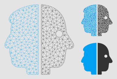 Çift yüz vektör Mesh karkas model ve üçgen mozaik simge